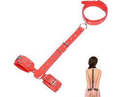 WiseGoods - Erotische Nekriem Met Handboeien - Seks Handboeien - SM Bondage - Sex Toys - Seksspeeltjes Voor Koppels - Rood