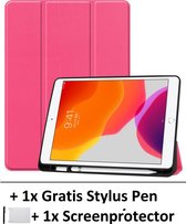 Smart Cover Book Case Hoes Geschikt Voor  Apple iPad 10,2 Inch (2019/2020) - Tri-Fold Multi-Stand Flip Sleeve - Beschermhoes Met Screen Protector & Stylus Pen - Roze