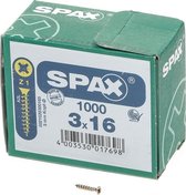 Spax Spaanplaatschroef platverzonken kop geel verzinkt pozidriv 3.0x16mm (per 200 stuks)