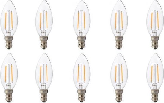 LED Lamp 10 Pack - Kaarslamp Filament - E14 Fitting - 4W - Warm 2700K bol.com