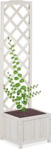 Relaxdays plantenbak met klimrek - wit - hout - rankhulp - plantenrek - trellis - L
