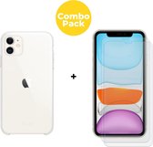 iPhone 11 Telefoonhoesje met 2 x Screenprotector | Siliconen Tpu Smartphone Back Cover Transparant | Gehard Beschermglas