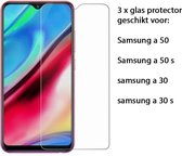 Samsung A30/A30S/A50 glas screenprotector 3x gehard