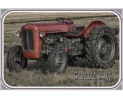 Wandbord - Massey Ferguson Reworked MF 35 -20x30cm- Gebolde Duitse Kwaliteit
