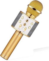 Magic karaoke microfoon draadloos met speaker - goudkleurig