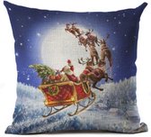 Housse de coussin Père Noël avec traîneau et linge de cerf