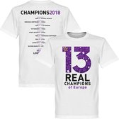 Real Madrid 13 Times Champions League Winners T-Shirt - Wit - Kinderen - 140
