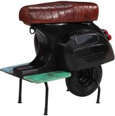 Barkruk (INCL anti kras viltjes) Scooter Zwart Echt Leer en Massief hout / Bar kruk / Hoge Stoel / Bar stoeltje / Bar krukje / Fauteuil / Lounge Stoel