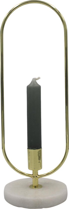 Housevitamin gouden kandelaar ovaal - 30 cm - kaarsenstandaard met marmeren voet