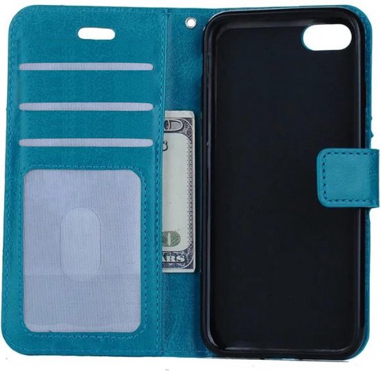 Hoesje Geschikt voor iPhone 7/8/SE 2020 Hoesje Book Case Hoes Portemonnee Cover Walletcase - Hoes Geschikt voor iPhone 7/8/SE 2020 Hoes Bookcase Hoesje - Turquoise - BTH