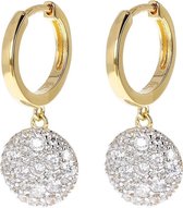 Hoop earrings with dangle round pavé pendant WSBZ01592YY