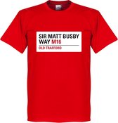 Sir Matt Busby Way Sign T-Shirt - Rood - XS