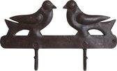 Kapstok Birds - Vogels - Gerecycled Metaal - 2 Haken - Zwart - 25 x 15 x 5 cm