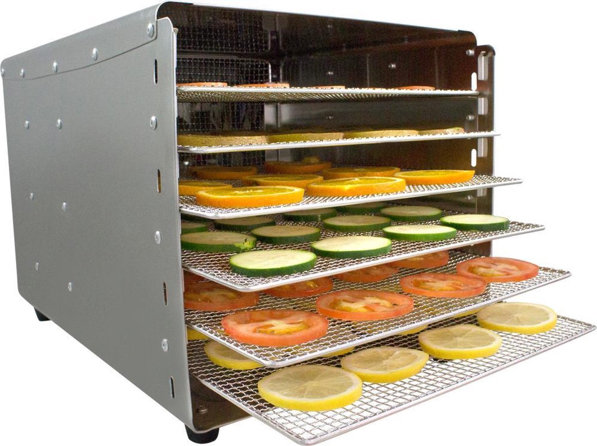 Byzoo droogoven DH02 RVS + Gratis boek + 6 Extra Droogvellen | Voedseldroger | Display met touchpad | 6 trays