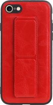 Grip Stand Hardcase Backcover voor iPhone 8 / 7 - Rood + Screenprotector