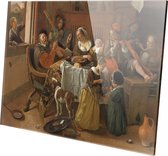 Het vrolijke huisgezin | Jan Steen  | Plexiglas | Wanddecoratie | 150CM x 100CM | Schilderij | Oude meesters | Foto op plexiglas