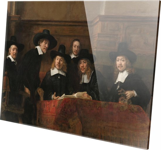 De staalmeesters | Rembrandt van Rijn | Plexiglas | Wanddecoratie | 150CM x 100CM | Schilderij | Oude meesters | Foto op plexiglas