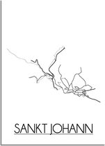 DesignClaud Sankt Johann Plattegrond poster A2 + Fotolijst zwart