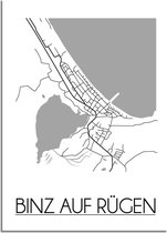 DesignClaud Binz auf Rügen Plattegrond poster A4 poster (21x29,7cm)