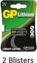 2 stuks (2 blisters a 1 stuks) GP Lithium CR123 3V