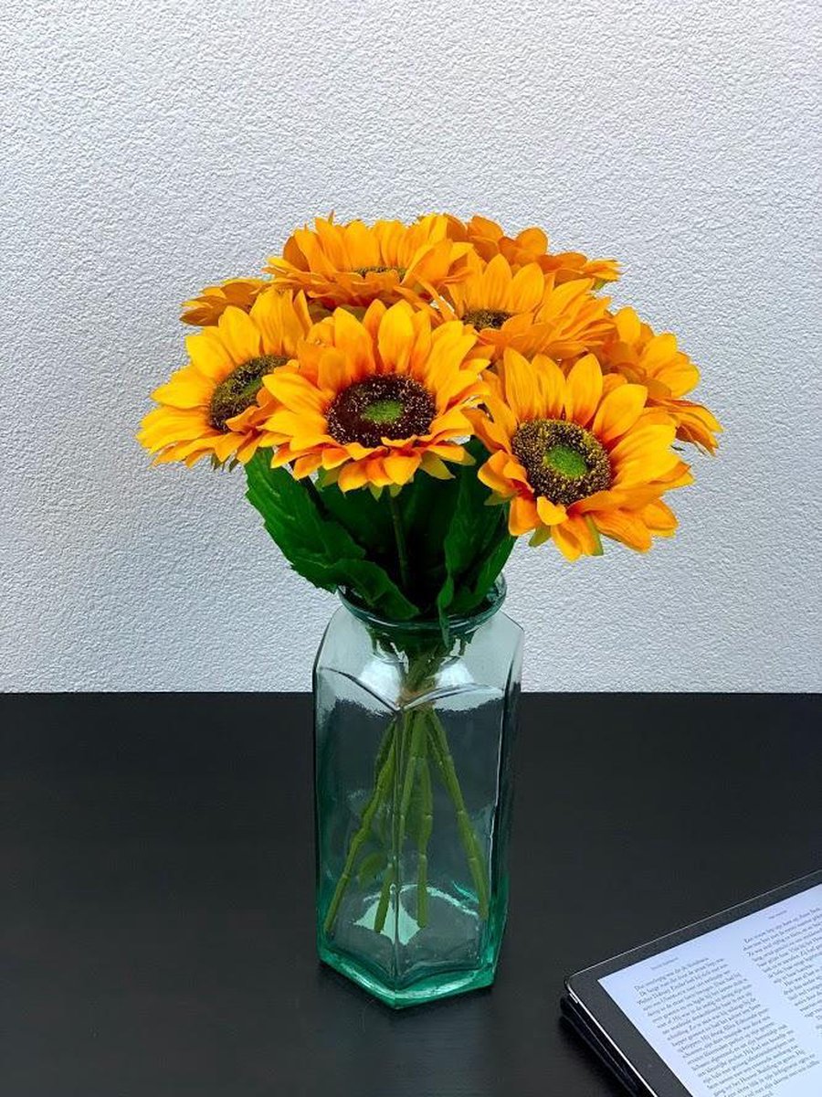Bafumiu 8 stuks kunstzonnebloemdecoratie, 40 cm, zonnebloemen kunstmatig voor tafeldecoratie, herfstbloemen kunstbloemen, decoratie voor bruiloft, feest, woonkamer, tafeldecoratie