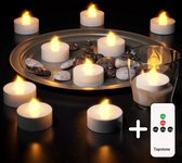 LED theelicht kaarsen 12 stuks | + Afstandsbediening en met timer | inclusief batterijen | led waxine lichten met warmwit / geel kaarslicht | led-kaarsen | vlameffect candlelights | ledkaarse