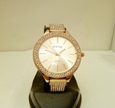 Schitterend gold plated horloge met veel strass