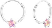 Joy|S - Zilveren oorbellen roze ster oorringen 12 mm