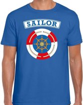 Zeeman/sailor verkleed t-shirt blauw voor heren - maritiem carnaval / feest shirt kleding / kostuum S