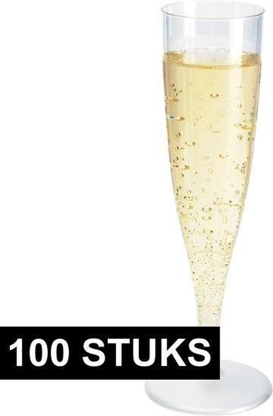 hamer Achtervoegsel Verandert in Champagneglazen - Plastic - 19 cm - 135 ml - Wegwerp - 100 stuks | bol.com