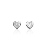Jewels Inc. - Oorbellen - Oorstekers - Hart gezet met Zirkonia - 10mm x 10mm - Gerhodineerd Zilver 925