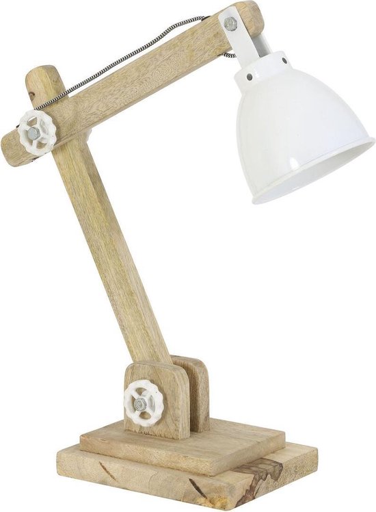 huwelijk misdrijf Aap Light & Living Bureaulamp ELMER 50x15x45 cm - hout naturel+wit | bol.com