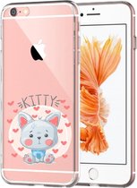 Apple Iphone 6 / 6S Transparant siliconen hoesje (Kitty)