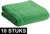 10x Fleece dekens/plaids/kleedjes groen 120 x 150 cm - Bank/woonkamer dekentjes