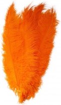 2x Grote veren/struisvogelveren oranje 50 cm - Carnaval feestartikelen - Sierveren/decoratie veren - Charleston veren
