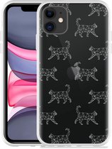 Geschikt voor Apple iPhone 11 Hoesje Geometric Cats - Designed by Cazy