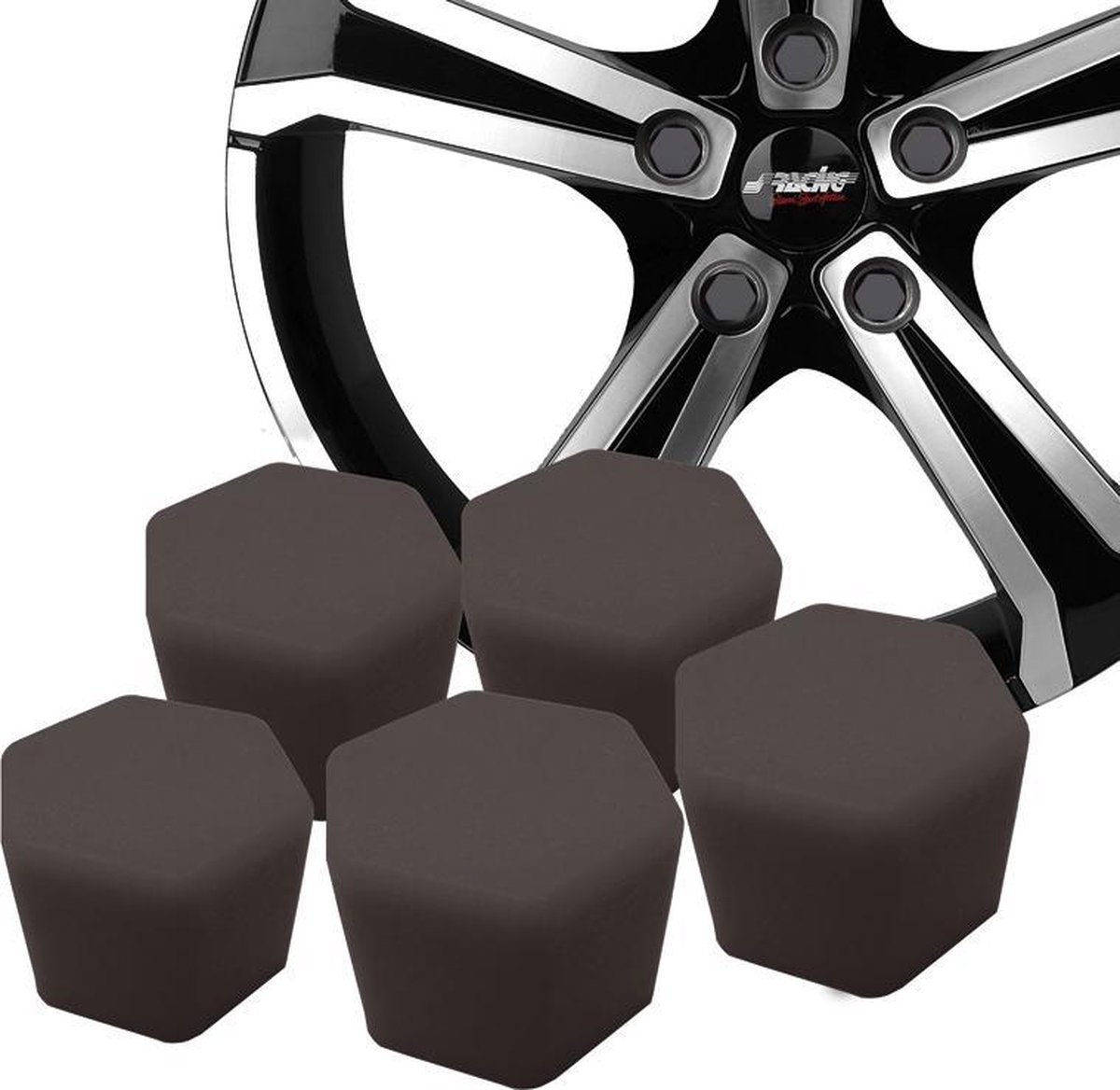 Simoni Racing Wielmoerkapjes Soft Sil - 17mm - Zwart - Set à 20 stuks