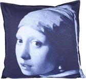 Sierkussen 60x60 cm - Indigo Island Amsterdam - Vermeer - Het meisje met de parel - Delfts blauw - Modern kussen
