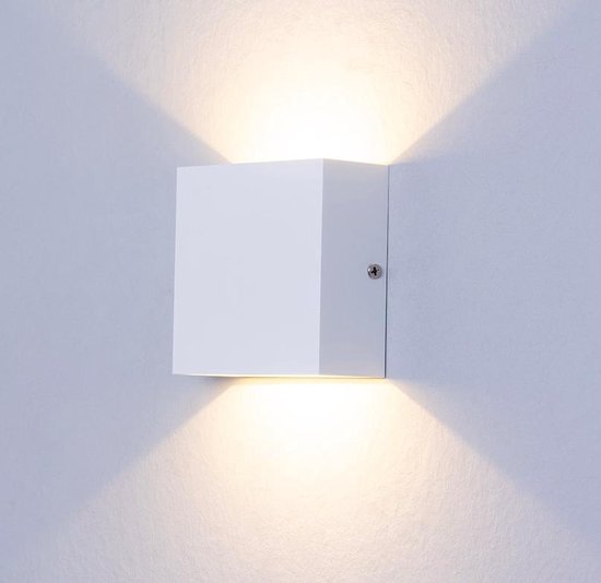 Moderne cube square witte wandlamp warm wit led licht 10 x 10 x 4.8 cm | bol.com