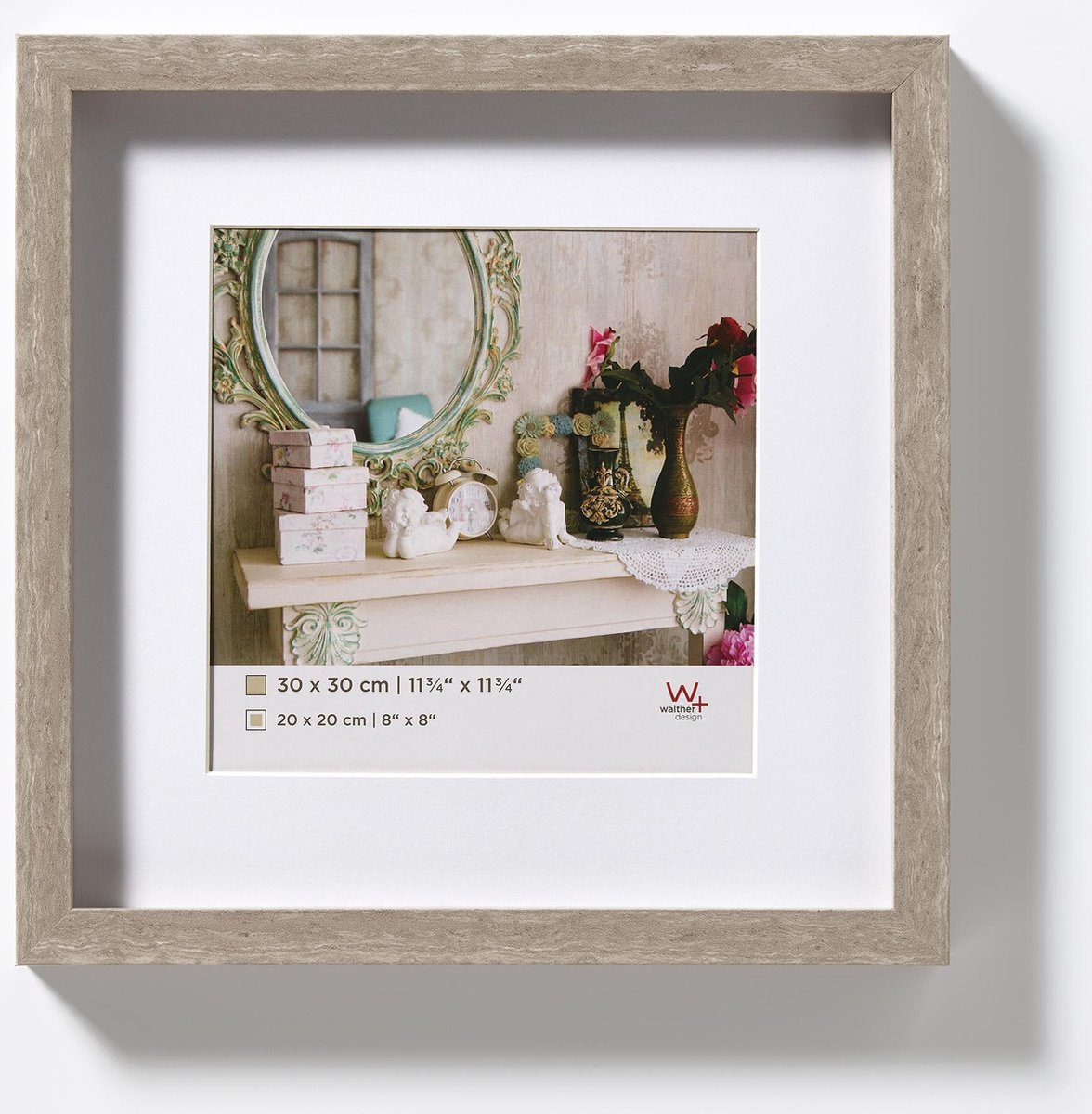 Walther Stockholm - 3D MDF Houten lijst - Fotoformaat 30x30 cm - Grijs
