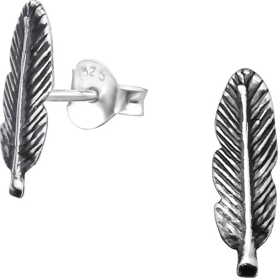Zilveren oorstekers veertje oxi | feather earings | oorknopjes dames zilver | Zilverana |Sterling 925 Silver
