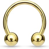 Wenkbrauwpiercing horseshoe rond gold plated