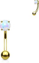 Piercing gold plated rond opal 14 kt.
