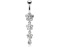 Navelpiercing 3 bloem hanger wit
