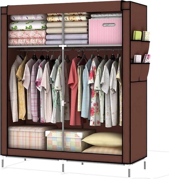 Bruin Schijn heb vertrouwen Opvouwbare Canvas Kledingkast Camping Hangkast Kleerkast Aanbieding  Foldable Cloth Cabinet | bol.com