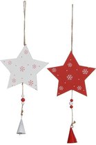 Decoratiehangers - Ornament Ster Wit Rood 2 Keuzemogelijkheden - L12xb1xh34cm