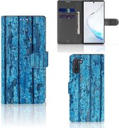 Smartphone Hoesje Geschikt voor Samsung Note 10 Book Style Case Blauw Wood