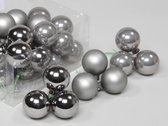 Titan Grey Combi Kerstballen - Cb. 36 Glasballen/wire Titan Grey 40 Mm