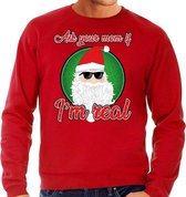 Foute Kersttrui / sweater - ask your mom i am real - rood voor heren - kerstkleding / kerst outfit M (50)