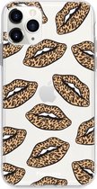 Fooncase Hoesje Geschikt voor iPhone 11 Pro Max - Shockproof Case - Back Cover / Soft Case - Rebell Leopard Lips (leopard lippen)